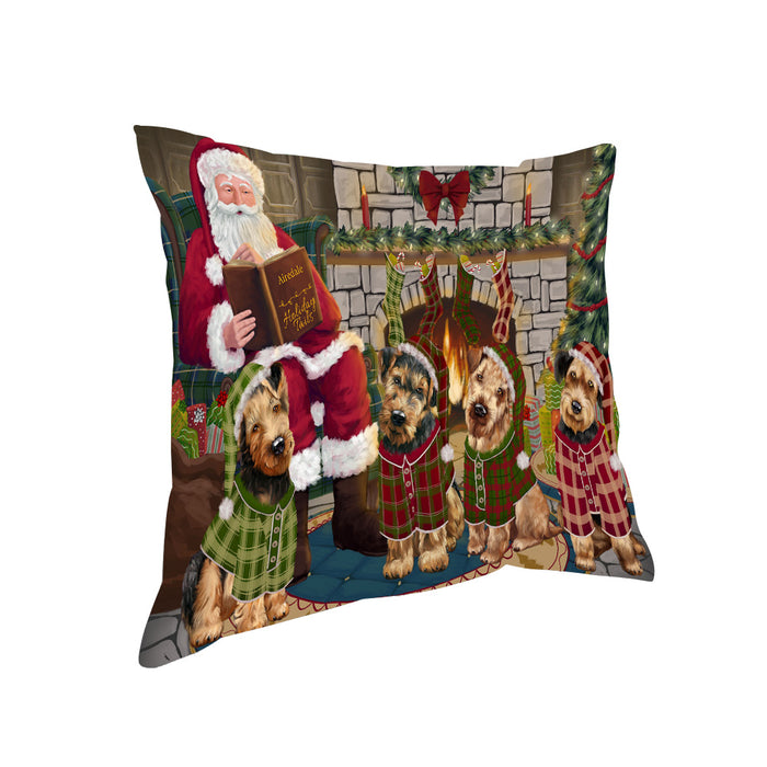 Christmas Cozy Holiday Tails Airedale Terriers Dog Pillow PIL69268