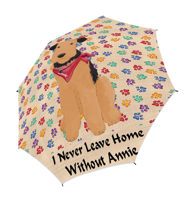 Custom Pet Name Personalized I never Leave Home Airedale Terrier Dog Semi-Automatic Foldable Umbrella