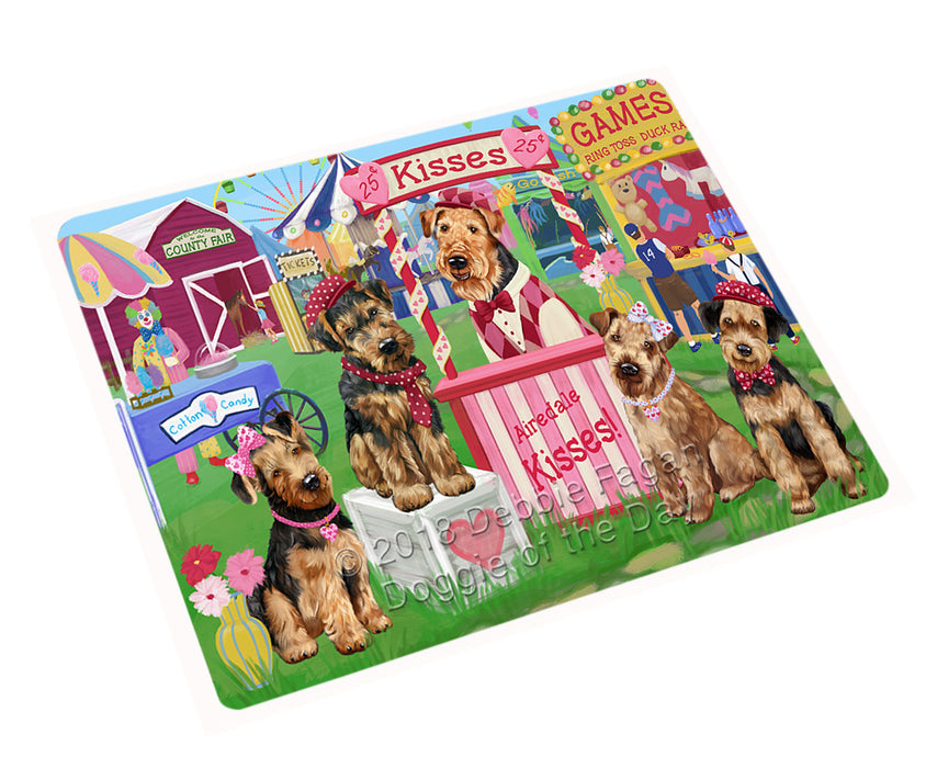 Carnival Kissing Booth Airedale Terriers Dog Cutting Board C72447
