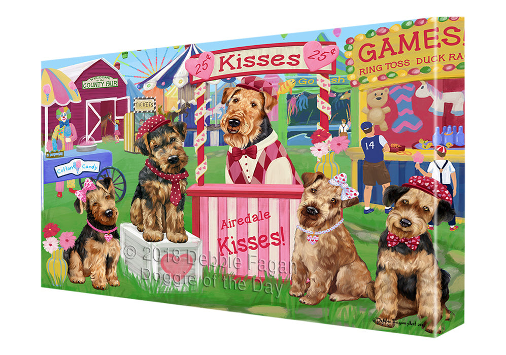 Carnival Kissing Booth Airedale Terriers Dog Canvas Print Wall Art Décor CVS124154