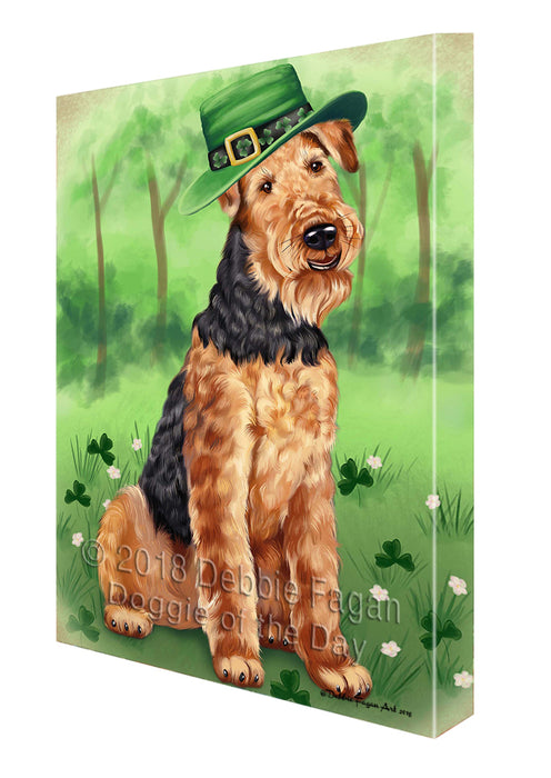 St. Patricks Day Irish Portrait Airedale Terrier Dog Canvas Wall Art CVS50619
