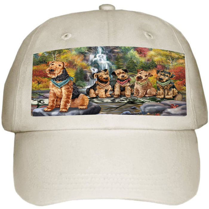 Scenic Waterfall Airedale Terriers Dog Ball Hat Cap HAT54156