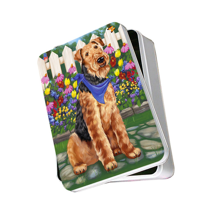 Spring Floral Airedale Terrier Dog Photo Storage Tin PITN49750
