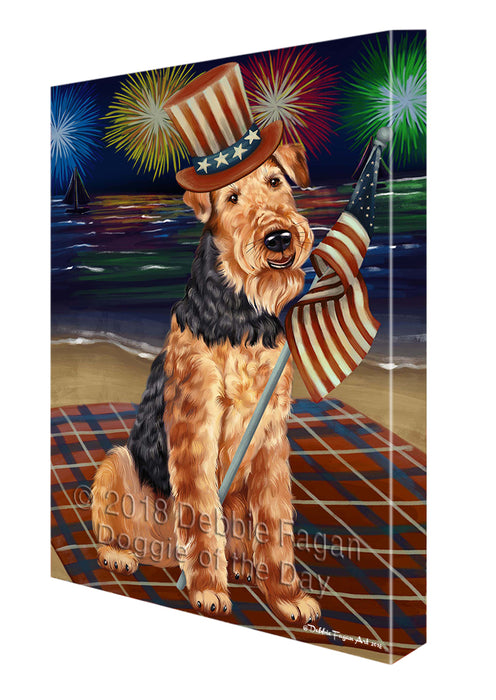 4th of July Firework Airedale Terrier Dog Canvas Wall Art CVSA49377