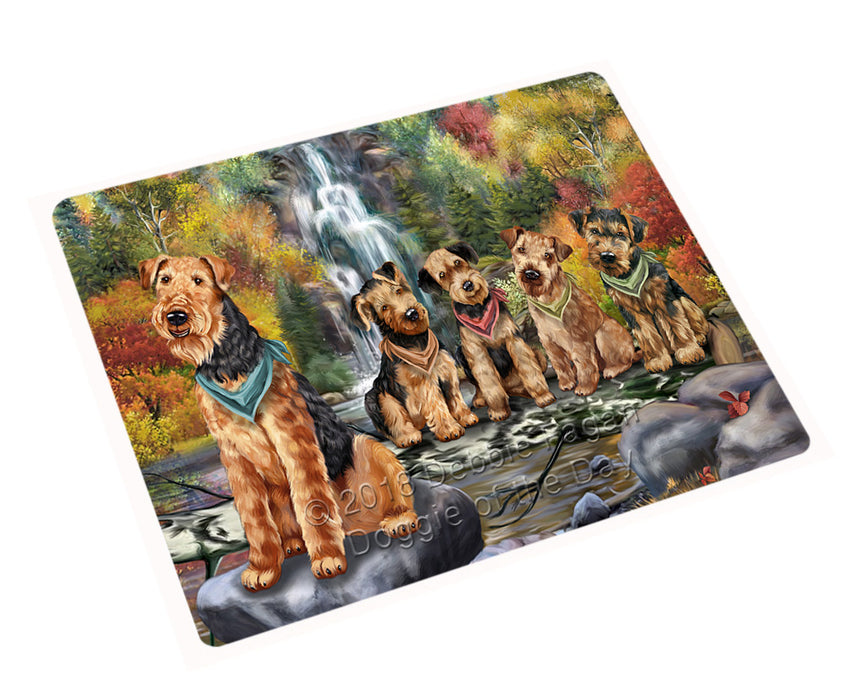 Scenic Waterfall Airedale Terriers Dog Cutting Board C54447