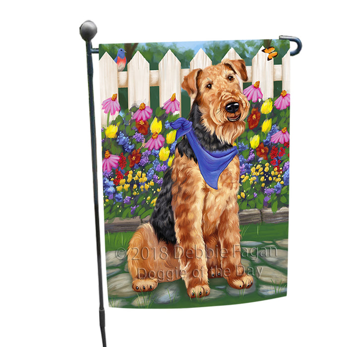 Spring Floral Airedale Terrier Dog Garden Flag GFLG49579
