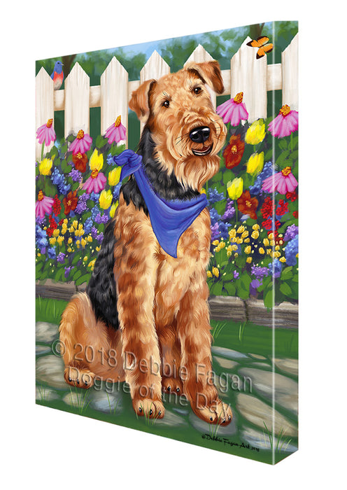Spring Floral Airedale Terrier Dog Canvas Wall Art CVS63502