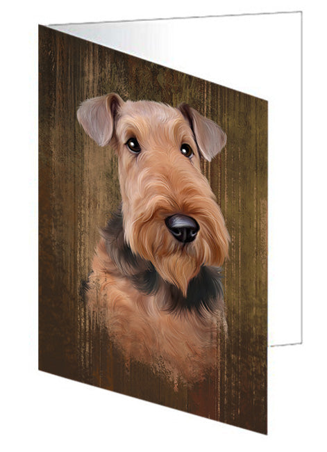 Rustic Airedale Terrier Dog Handmade Artwork Assorted Pets Greeting Cards and Note Cards with Envelopes for All Occasions and Holiday Seasons GCD55592