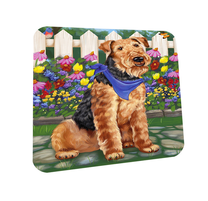 Spring Floral Airedale Terrier Dog Coasters Set of 4 CST49709