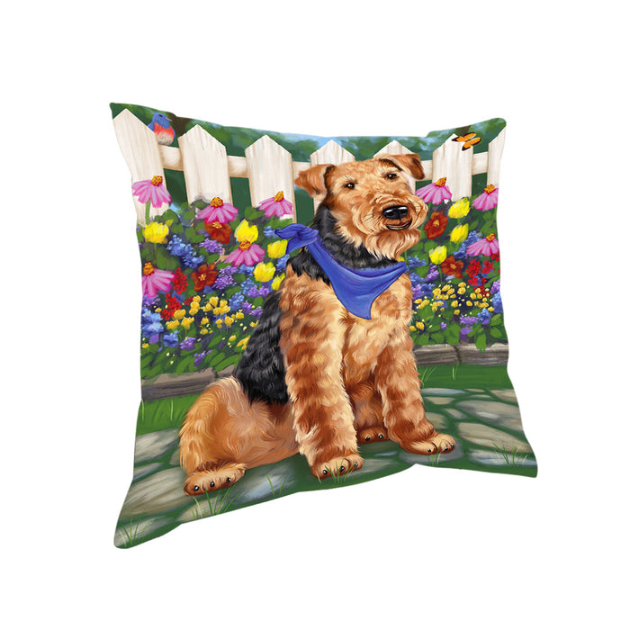 Spring Floral Airedale Terrier Dog Pillow PIL54856
