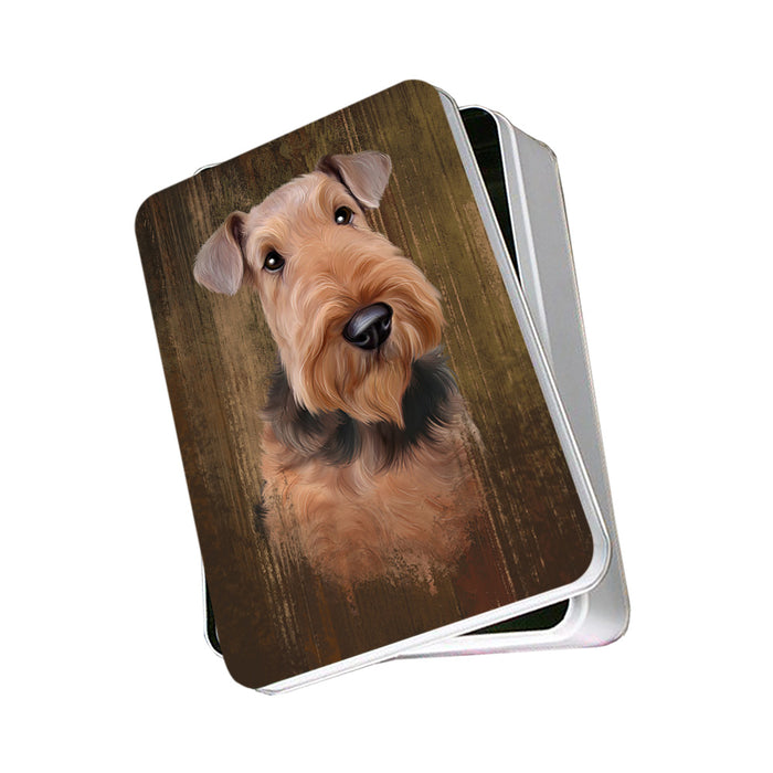 Rustic Airedale Terrier Dog Photo Storage Tin PITN50515