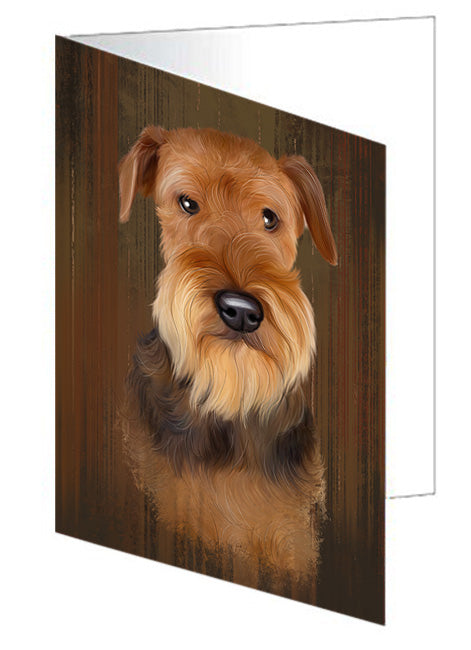 Rustic Airedale Terrier Dog Handmade Artwork Assorted Pets Greeting Cards and Note Cards with Envelopes for All Occasions and Holiday Seasons GCD55595