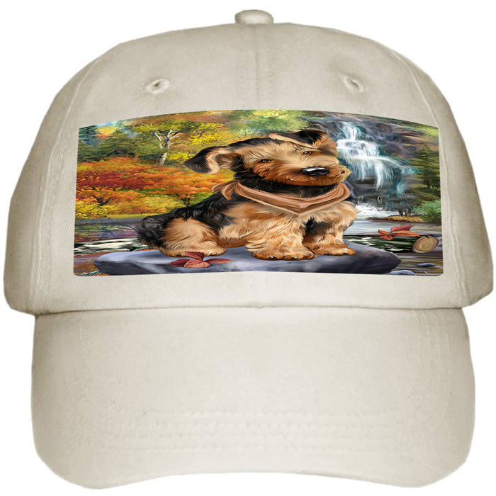 Scenic Waterfall Airedale Terrier Dog Ball Hat Cap HAT54159