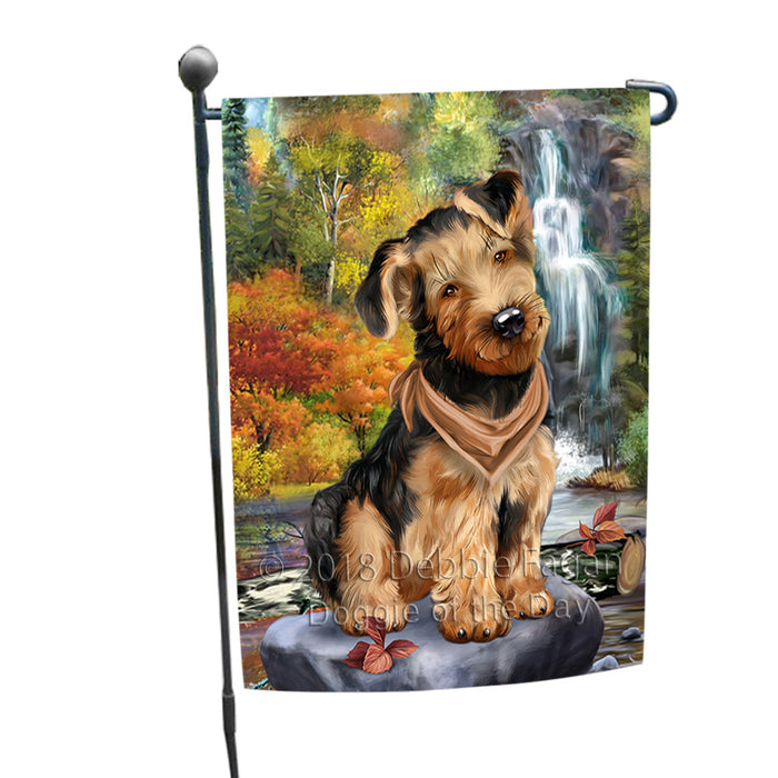 Scenic Waterfall Airedale Terrier Dog Garden Flag GFLG50023
