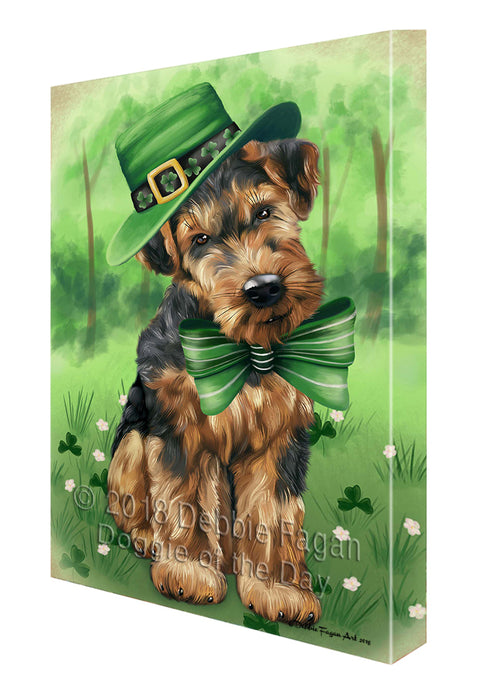 St. Patricks Day Irish Portrait Airedale Terrier Dog Canvas Wall Art CVS50628