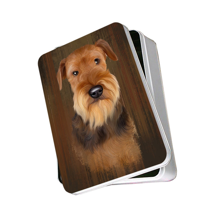 Rustic Airedale Terrier Dog Photo Storage Tin PITN50516