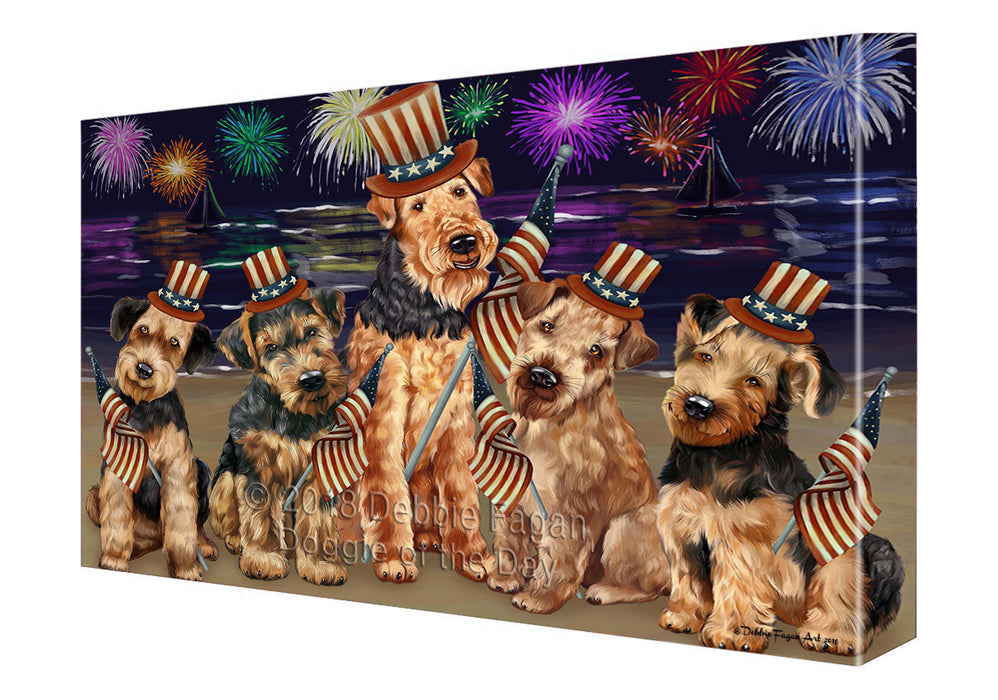 4th of July Firework Airedale Terriers Dog Canvas Wall Art CVSA49386