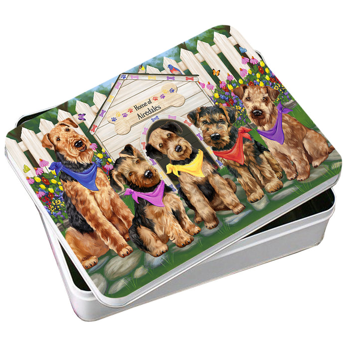 Spring Dog House Airedale Terriers Dog Photo Storage Tin PITN49751