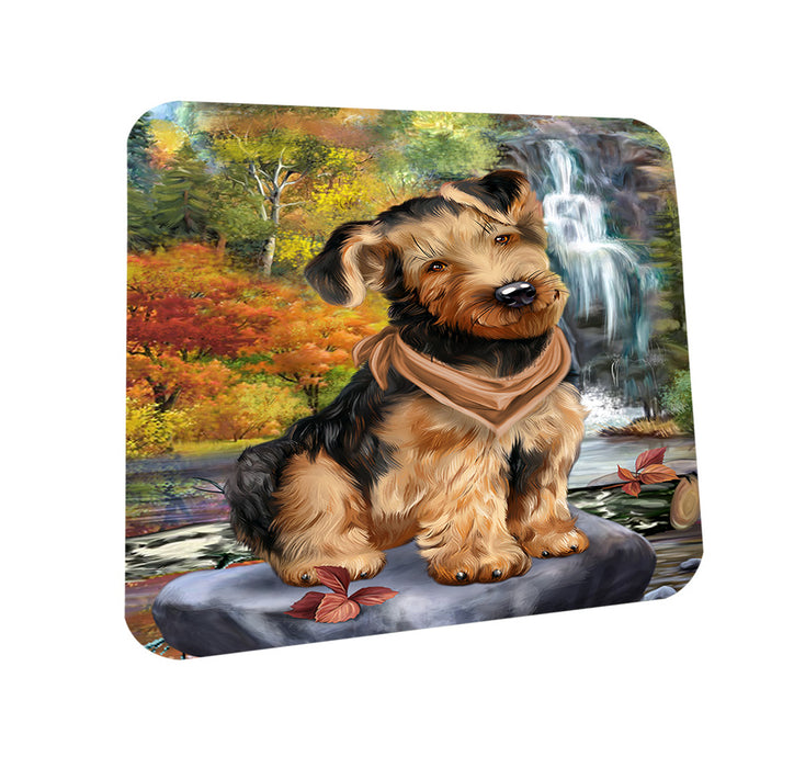 Scenic Waterfall Airedale Terrier Dog Coasters Set of 4 CST50101