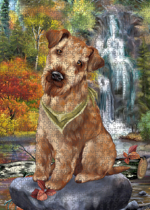 Scenic Waterfall Airedale Terrier Dog Puzzle with Photo Tin PUZL54291