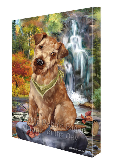 Scenic Waterfall Airedale Terrier Dog Canvas Wall Art CVS67507