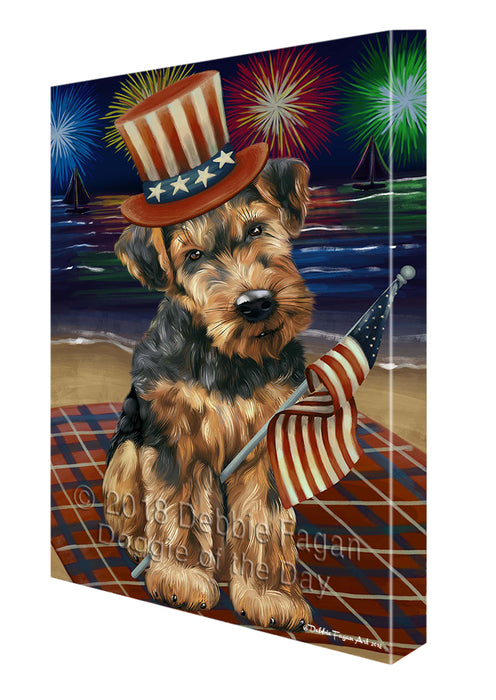 4th of July Firework Airedale Terrier Dog Canvas Wall Art CVSA49395