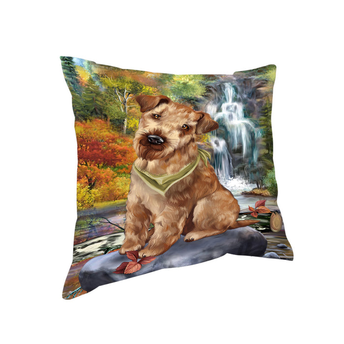Scenic Waterfall Airedale Terrier Dog Pillow PIL56636