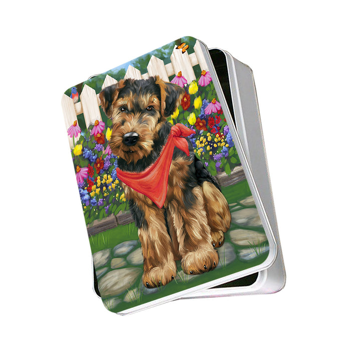 Spring Floral Airedale Terrier Dog Photo Storage Tin PITN49752