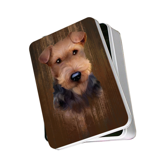 Rustic Airedale Terrier Dog Photo Storage Tin PITN50517