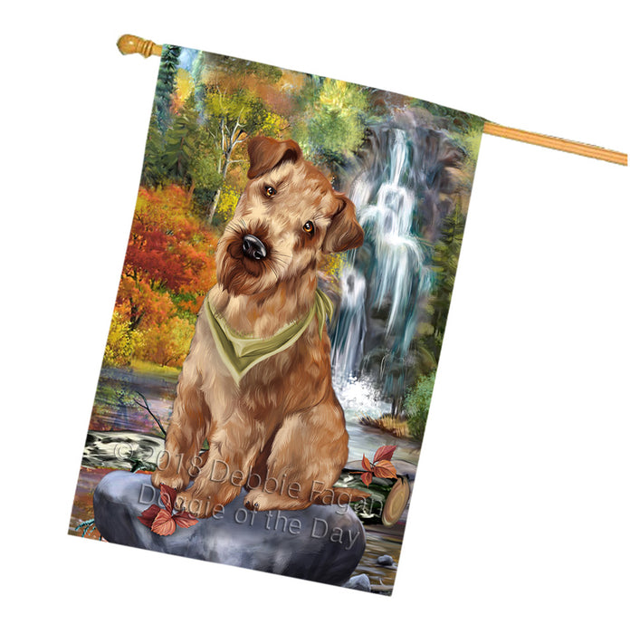 Scenic Waterfall Airedale Terrier Dog House Flag FLG50160