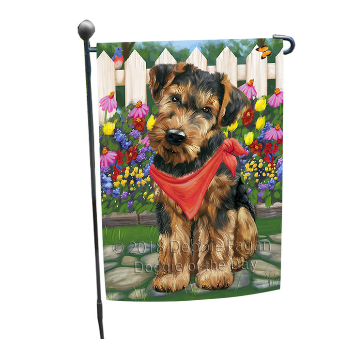 Spring Floral Airedale Terrier Dog Garden Flag GFLG49581
