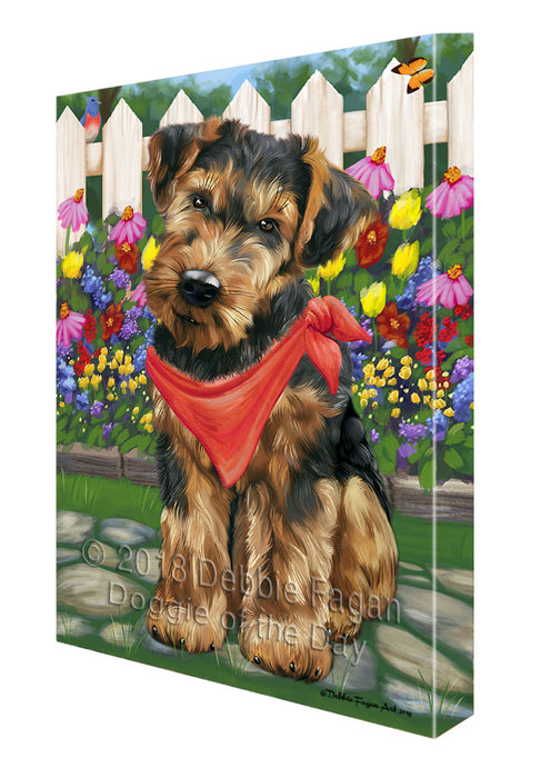 Spring Floral Airedale Terrier Dog Canvas Wall Art CVS63520