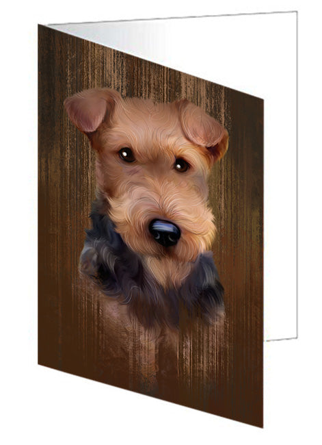 Rustic Airedale Terrier Dog Handmade Artwork Assorted Pets Greeting Cards and Note Cards with Envelopes for All Occasions and Holiday Seasons GCD55598
