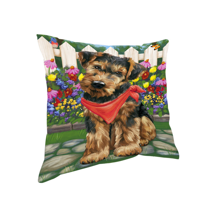 Spring Floral Airedale Terrier Dog Pillow PIL54864