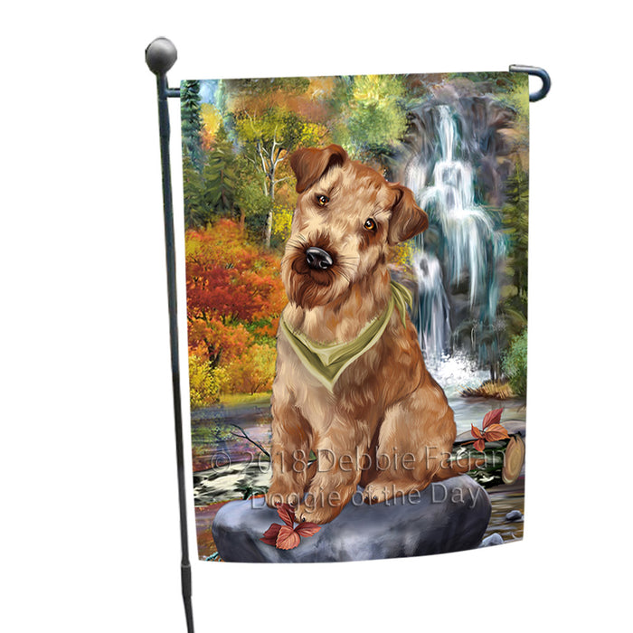 Scenic Waterfall Airedale Terrier Dog Garden Flag GFLG50024