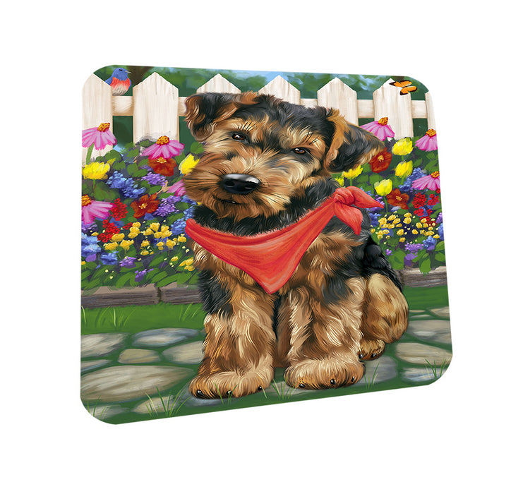 Spring Floral Airedale Terrier Dog Coasters Set of 4 CST49711