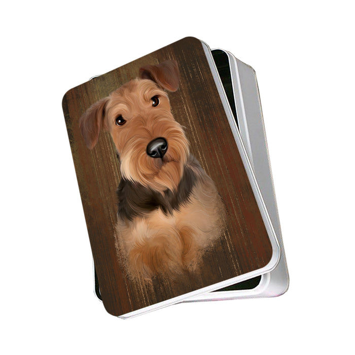 Rustic Airedale Terrier Dog Photo Storage Tin PITN50518