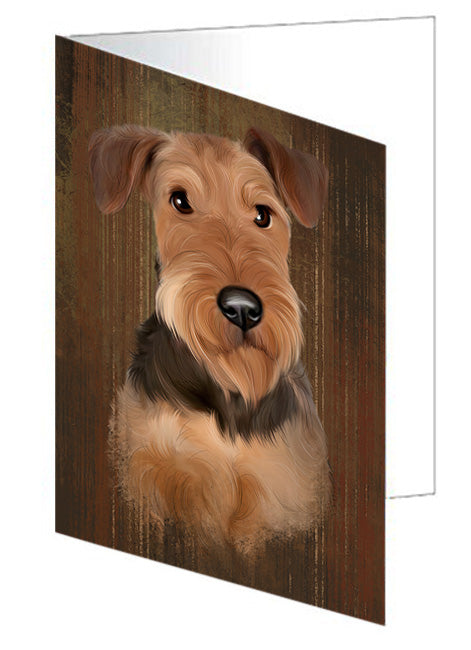 Rustic Airedale Terrier Dog Handmade Artwork Assorted Pets Greeting Cards and Note Cards with Envelopes for All Occasions and Holiday Seasons GCD55601