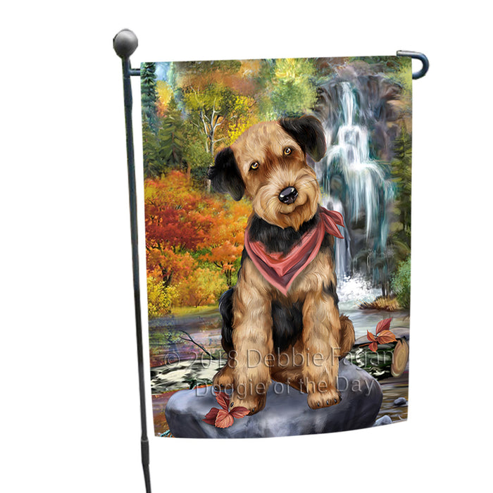 Scenic Waterfall Airedale Terrier Dog Garden Flag GFLG50025