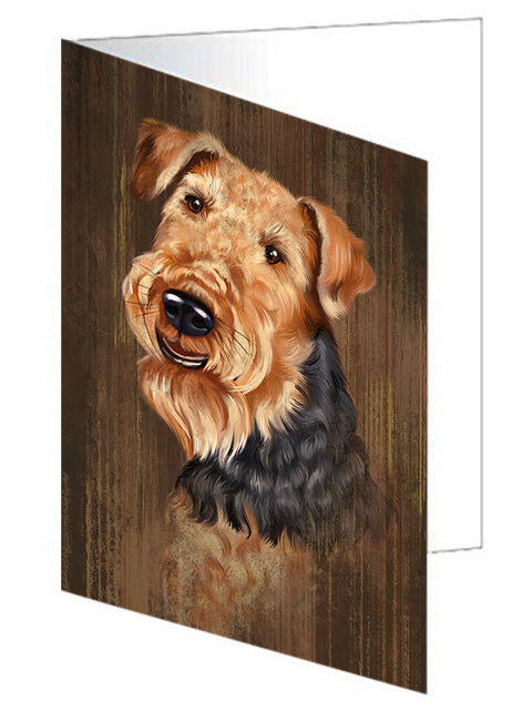 Rustic Airedale Terrier Dog Handmade Artwork Assorted Pets Greeting Cards and Note Cards with Envelopes for All Occasions and Holiday Seasons GCD55604