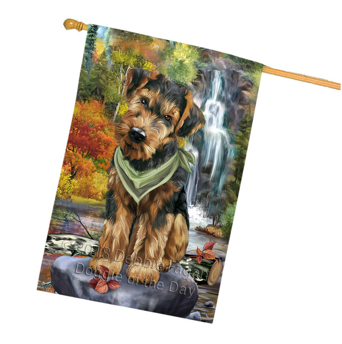 Scenic Waterfall Airedale Terrier Dog House Flag FLG50162