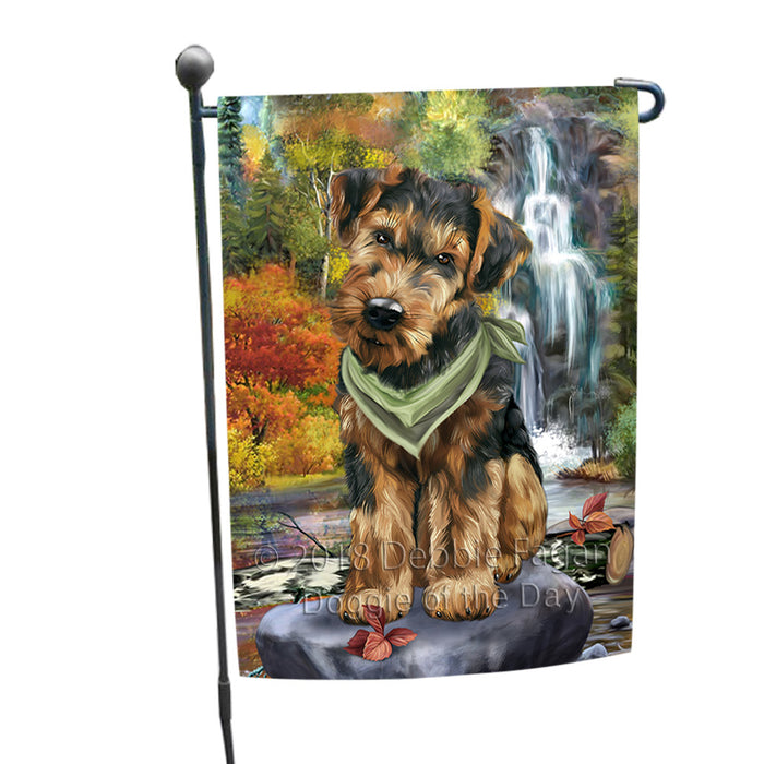 Scenic Waterfall Airedale Terrier Dog Garden Flag GFLG50026