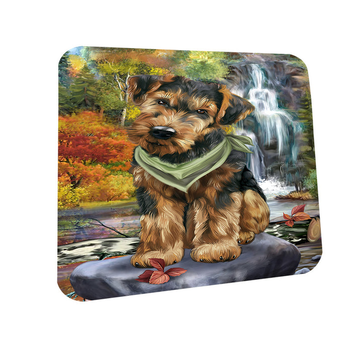 Scenic Waterfall Airedale Terrier Dog Coasters Set of 4 CST50104