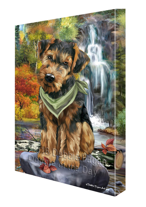 Scenic Waterfall Airedale Terrier Dog Canvas Wall Art CVS67525