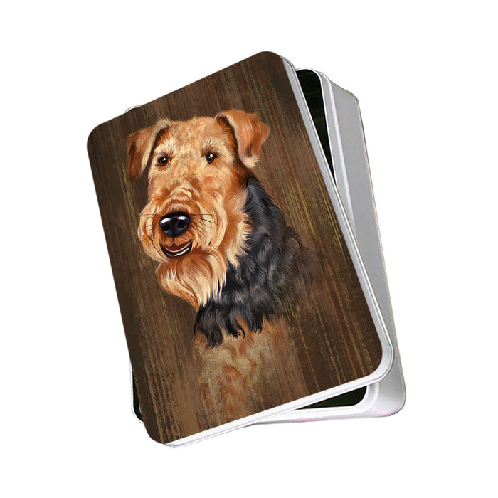 Rustic Airedale Terrier Dog Photo Storage Tin PITN50519
