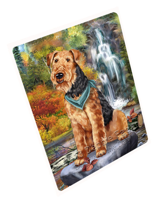 Scenic Waterfall Airedale Terrier Dog Cutting Board C54462