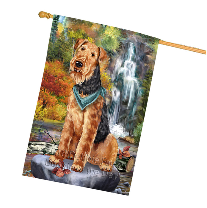 Scenic Waterfall Airedale Terrier Dog House Flag FLG50163
