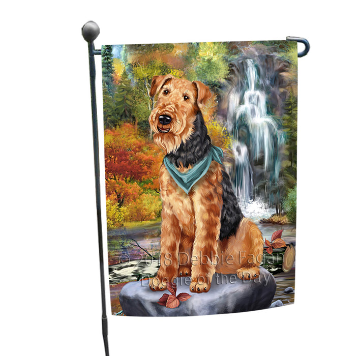Scenic Waterfall Airedale Terrier Dog Garden Flag GFLG50027