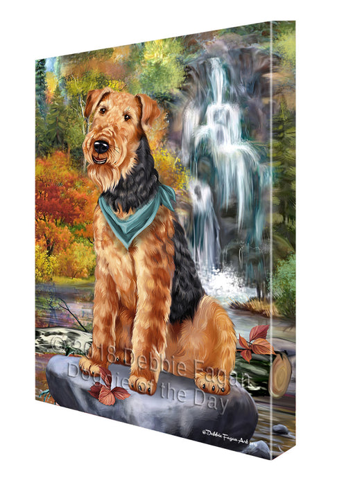Scenic Waterfall Airedale Terrier Dog Canvas Wall Art CVS67534