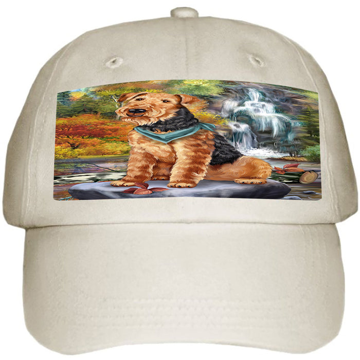 Scenic Waterfall Airedale Terrier Dog Ball Hat Cap HAT54171